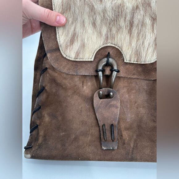 Vtg Park Lane Leather Horse Hair Western Distressed Bag Purse Handbag - Picture 16 of 16